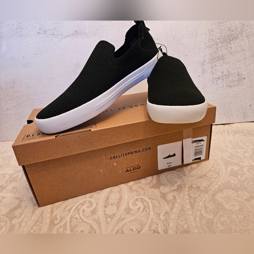 Call It Spring Black Slip-On Luckee Knit Shoes, Assorted Sizes, New in Box Vegan
